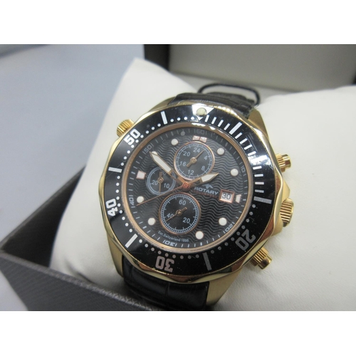 1050 - Rotary Aquaspeed gold plated quartz wristwatch with date, signed textured black dial, three subsidia... 