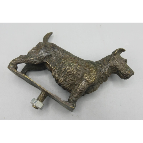 1262 - Bronze car mascot in the form of a terrier, unmounted, H8.5cm