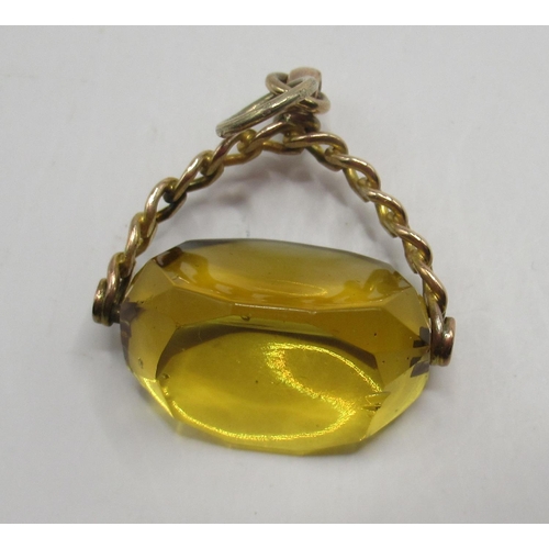 1220 - 9ct yellow gold chain necklace, stamped 375, 13.54g, and a yellow metal fob set with cut yellow ston... 