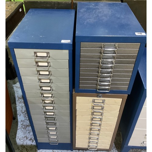 136 - Bisley type 15 drawer stationary cabinet and two smaller (3)