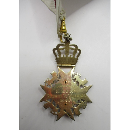 363 - Silver and enamel Irish Masonic Knights Templar Preceptors neck jewel for Stewartstown Lodge No.783,... 