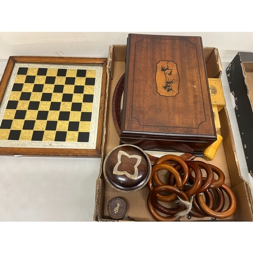 548 - 20th Century inlaid mahogany table box, inlaid central cartouche, ebony stringing, divided interior ... 