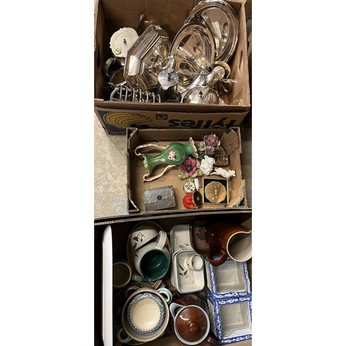 411 - Collection of silver plate, collection of various ceramics incl. Denby, blue and white ceramics, etc... 