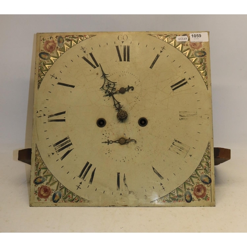 1059 - 19th Century 8 day longcase clock movement, painted 14