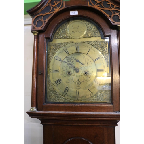 743 - James Ivory, Dundee, 18th Century oak 8 day longcase clock, swan neck pediment with applied moulding... 