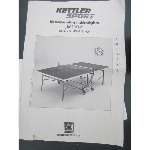 438 - Kettler Nordkap indoor folding Table Tennis table, with instructions, net, three bats, and balls