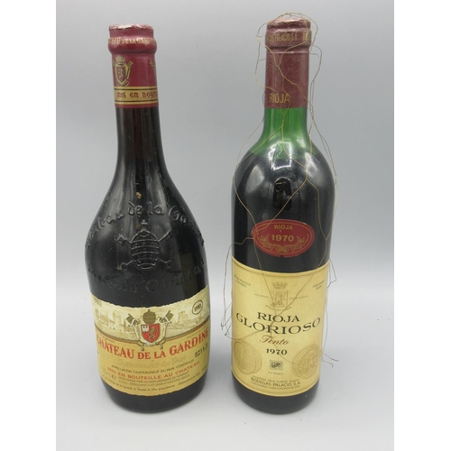 449 - Two bottles of red wine, comprising Rioja Glorioso Tinto 1970, and Chateau de la Gardine Chateauneuf... 