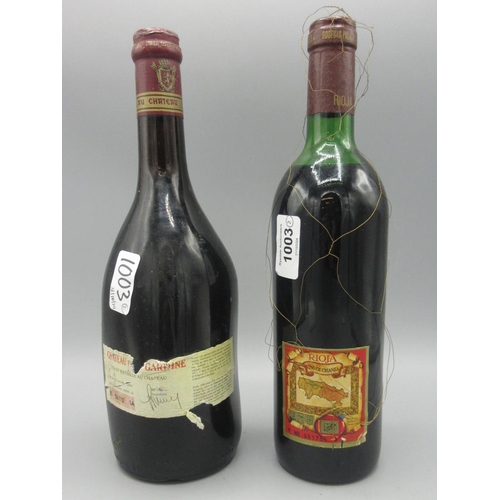 449 - Two bottles of red wine, comprising Rioja Glorioso Tinto 1970, and Chateau de la Gardine Chateauneuf... 