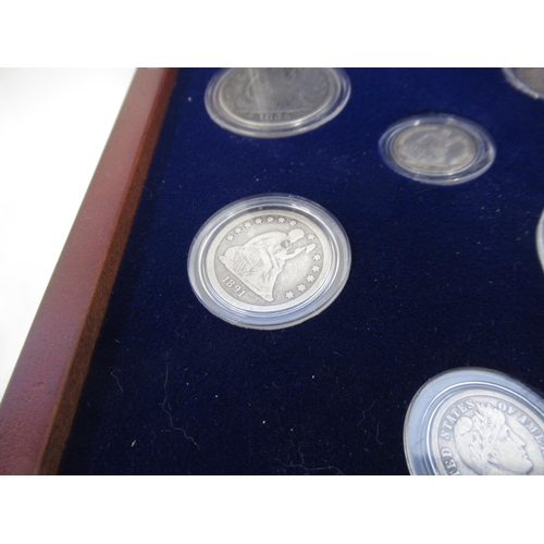 93 - PCS collectors cabinet Early American Silver Coins, 15 coins in all, all encapsulated with Booklet, ... 