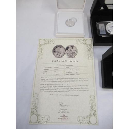 96 - Collection of Silver proof coins to inc. The London Mint Office Isle of Man Angel 2022 1oz Silver Co... 