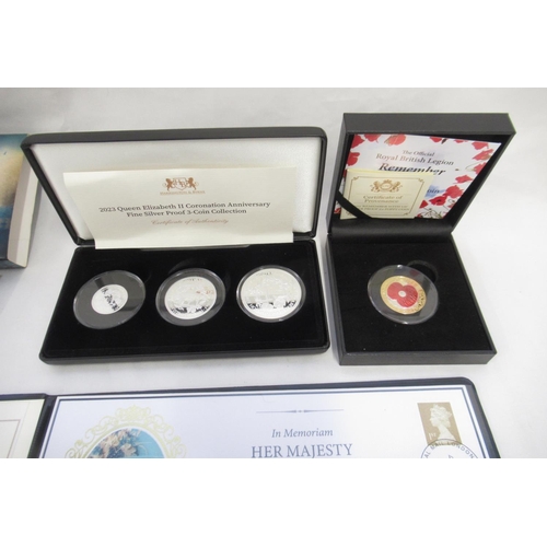 96 - Collection of Silver proof coins to inc. The London Mint Office Isle of Man Angel 2022 1oz Silver Co... 