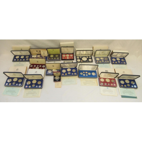 130 - Mixed collection of Proof sets from Franklin Mint, Spink & Son, Royal Mint for Seychelles, Barbados,... 