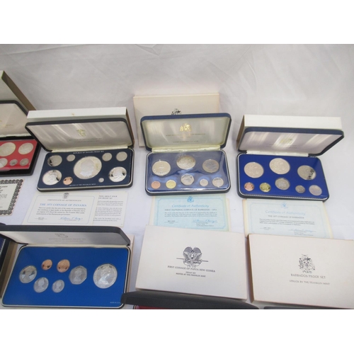 130 - Mixed collection of Proof sets from Franklin Mint, Spink & Son, Royal Mint for Seychelles, Barbados,... 