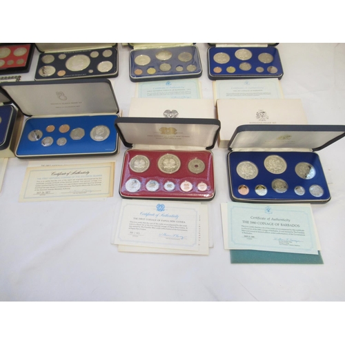 130 - Mixed collection of Proof sets from Franklin Mint, Spink & Son, Royal Mint for Seychelles, Barbados,... 