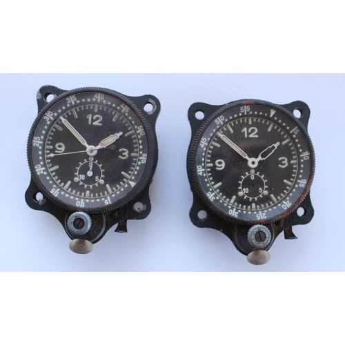 1367 - Two Luftwaffe Junghans F1 23885 cockpit clocks. One complete with all hands. The other has second ha... 