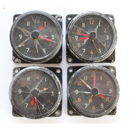 1372 - Collection of four A.M. cockpit clocks by Smiths. Luminous hands and numbers. Ref' number 6A/1002. O... 