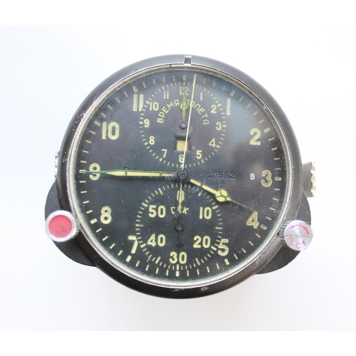 1384 - Two Soviet Airforce cockpit clocks. Luminous numbers and hands. Serial numbers 10562 and 48789