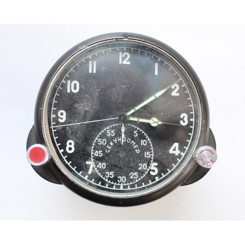 1384 - Two Soviet Airforce cockpit clocks. Luminous numbers and hands. Serial numbers 10562 and 48789