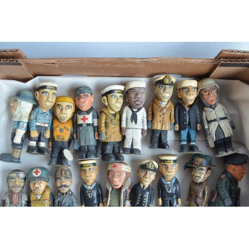 72 - Wonderful collection of home made carved and well painted wooden figures, mostly Balsa wood, mostly ... 