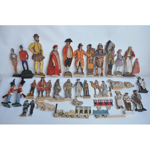 73 - Collection of hobbyist made hand painted wooden cut out mostly soldier figures plus a clear acrylic ... 