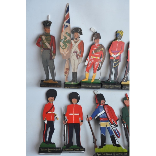 73 - Collection of hobbyist made hand painted wooden cut out mostly soldier figures plus a clear acrylic ... 