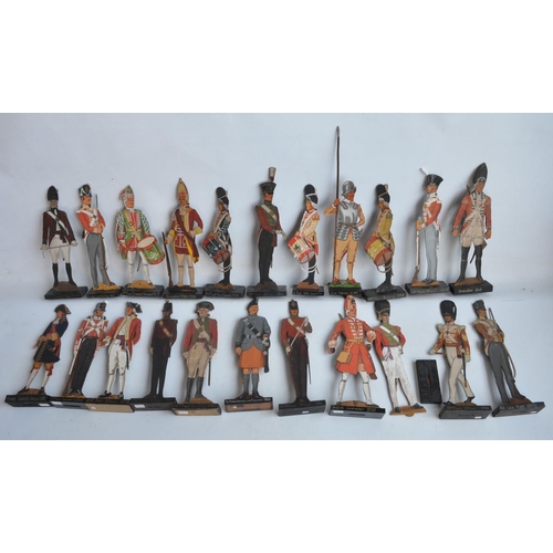 73 - Collection of hobbyist made hand painted wooden cut out mostly soldier figures plus a clear acrylic ... 