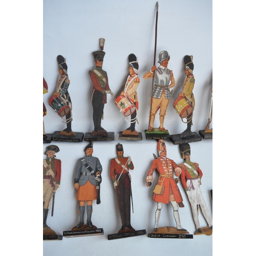 73 - Collection of hobbyist made hand painted wooden cut out mostly soldier figures plus a clear acrylic ... 