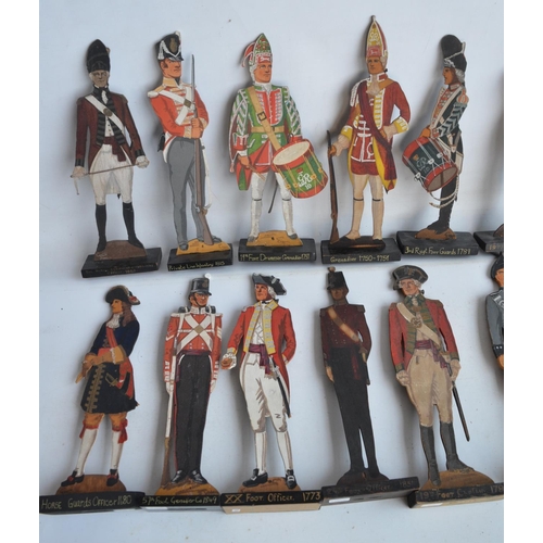 73 - Collection of hobbyist made hand painted wooden cut out mostly soldier figures plus a clear acrylic ... 