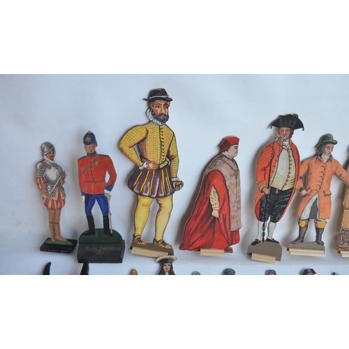 73 - Collection of hobbyist made hand painted wooden cut out mostly soldier figures plus a clear acrylic ... 