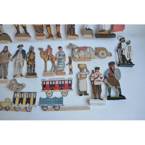 73 - Collection of hobbyist made hand painted wooden cut out mostly soldier figures plus a clear acrylic ... 