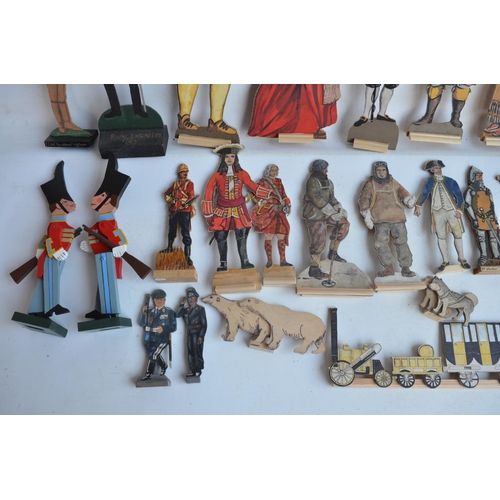 73 - Collection of hobbyist made hand painted wooden cut out mostly soldier figures plus a clear acrylic ... 