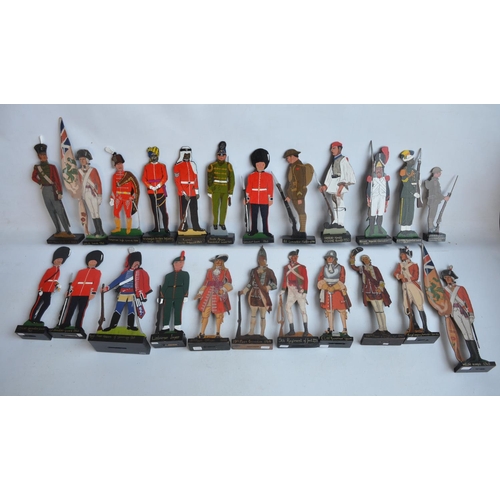 73 - Collection of hobbyist made hand painted wooden cut out mostly soldier figures plus a clear acrylic ... 