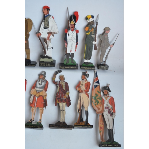 73 - Collection of hobbyist made hand painted wooden cut out mostly soldier figures plus a clear acrylic ... 