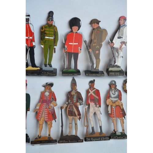 73 - Collection of hobbyist made hand painted wooden cut out mostly soldier figures plus a clear acrylic ... 