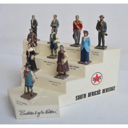 76 - Caltex Fuel South Africa's Heritage 'Builders Of A Nation' set of 10x 54mm painted metal figures wit... 