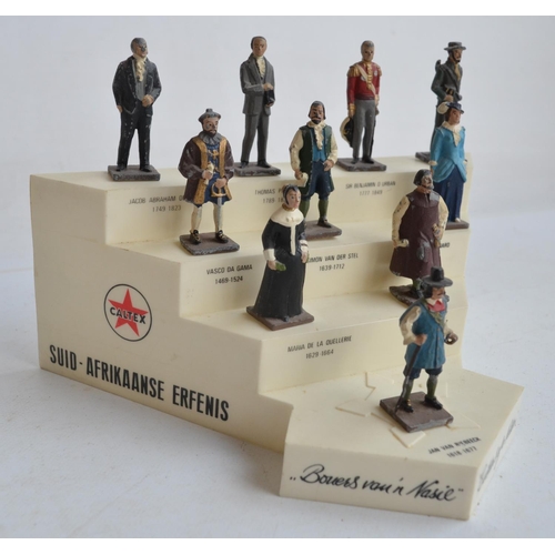 76 - Caltex Fuel South Africa's Heritage 'Builders Of A Nation' set of 10x 54mm painted metal figures wit... 