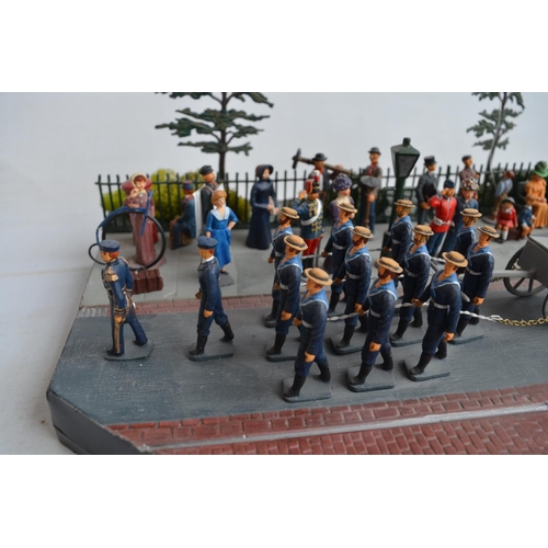 77 - Interesting and attractive diorama titled 'Jacks Farewell Funeral HMS Comet 1904' with many 54mm pai... 