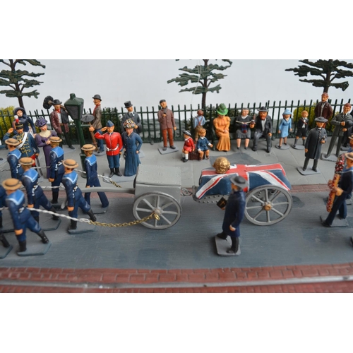 77 - Interesting and attractive diorama titled 'Jacks Farewell Funeral HMS Comet 1904' with many 54mm pai... 