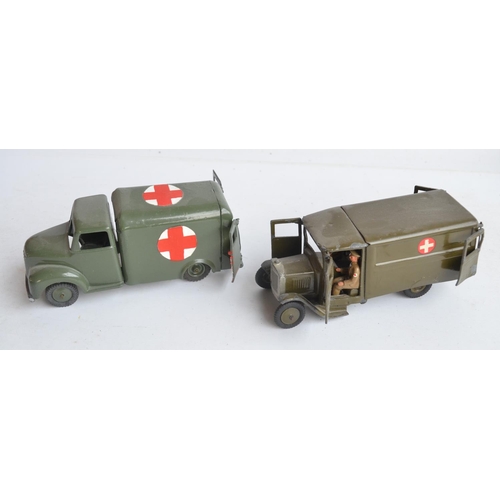 80 - Collection of metal vintage army vehicles to include drivers and crew including a W. Britain's Beetl... 