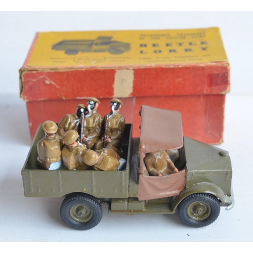 80 - Collection of metal vintage army vehicles to include drivers and crew including a W. Britain's Beetl... 