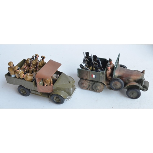 80 - Collection of metal vintage army vehicles to include drivers and crew including a W. Britain's Beetl... 