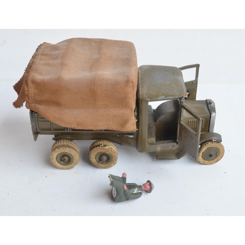 80 - Collection of metal vintage army vehicles to include drivers and crew including a W. Britain's Beetl... 