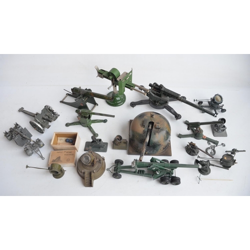 81 - Collection of mostly vintage metal gun and searchlight models to include W. Britain's 155mm gun, Ast... 