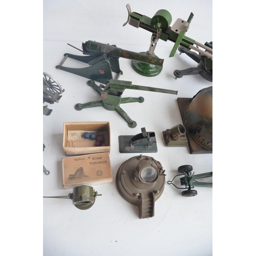 81 - Collection of mostly vintage metal gun and searchlight models to include W. Britain's 155mm gun, Ast... 