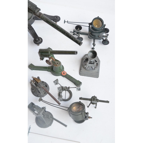 81 - Collection of mostly vintage metal gun and searchlight models to include W. Britain's 155mm gun, Ast... 