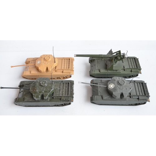 82 - Four metal armour models to include an original W. Britain's Centurion Tank with 155mm gun, a recast... 