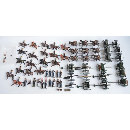 84 - Collection of horse drawn artillery models, all metal to include W. Britain's plus various figures, ... 