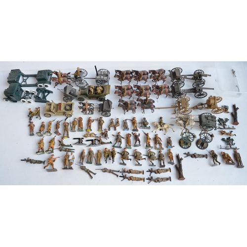 85 - Collection of World War 1 era themed metal soldier figures and models to include horse drawn artille... 