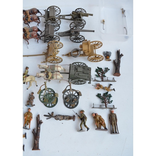 85 - Collection of World War 1 era themed metal soldier figures and models to include horse drawn artille... 