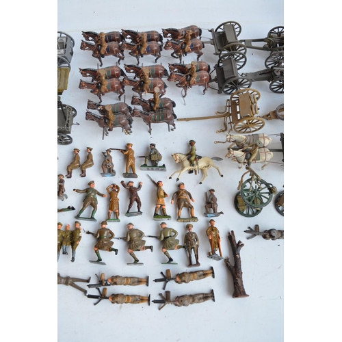 85 - Collection of World War 1 era themed metal soldier figures and models to include horse drawn artille... 